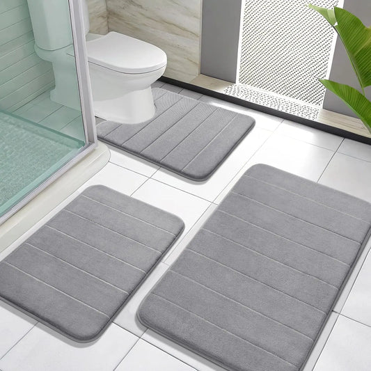 Bathroom Anti-Slip Combo: U-Shaped Toilet Seat Cover + Shower Floor Mat + Bathtub Safety Mat, Full Set Included 80*50+61*43cm/50*80+50*61+43*61cm