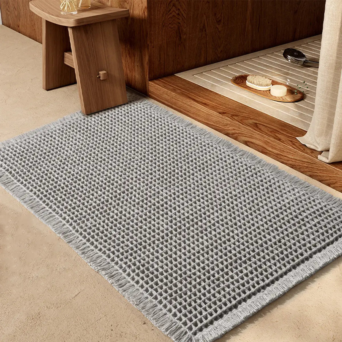 IM HOME Waffle Bath Mat Rugs 1/2/3 Piece, Boho Woven Modern Carpet, Absorbent Bathroom Rugs, Soft Washable Bath Rugs with Tassels for Bathroom, Bedroom, Kitchen, Shower, Tub,Halloween
