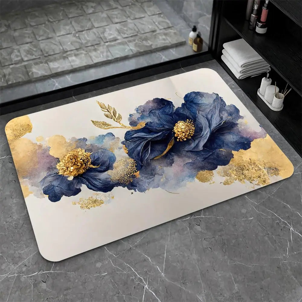 Diatomaceous Earth Bath Mat,Black Funny Skull Non-Slip Volume Super Absorbent Fast Drying for Bathroom Kitchen Door mat,Eco-Friendly Easy to Clean 16×24Inch (40 * 60cm)