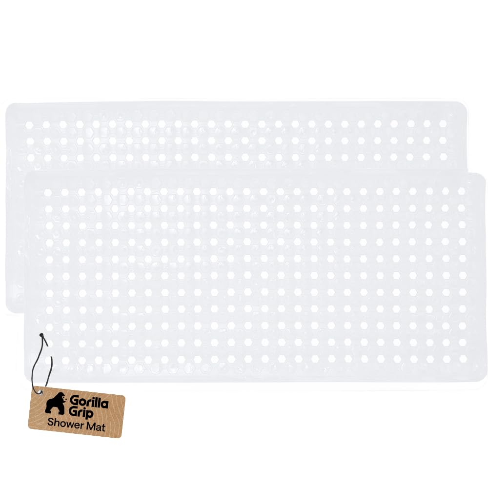 GORILLA GRIP Bath Tub Shower Mat, Bathtub Floor Liner, 35x16 White