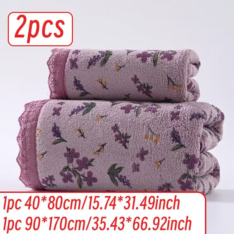 2pcs/4pcs Set, Modern Easy Small Floral Towel And Bath Towel Set Ultra-Soft Ultra-Large Bath Towel Quick-Drying Towel And Bath Towel Non-Shedding High-Absorbent Ultra-Soft Lightweight Style High-Quality Durable Bathroom Additions New Year Style Towe