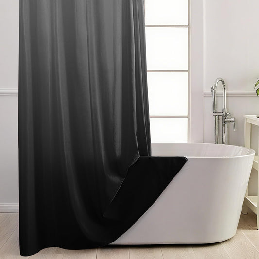 No Hook Shower Curtain and Liner Set, Ombre Black and White, 71x74