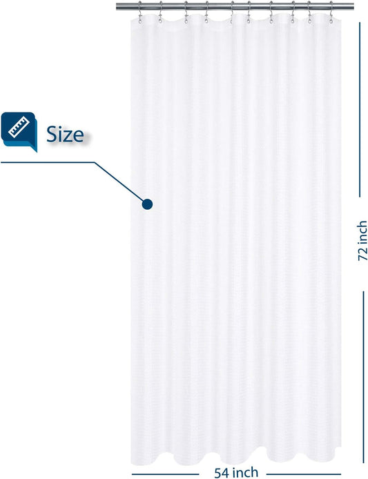 Barossa Design Waffle Weave Stall Shower Curtain Fabric 54 x 72 Inch, White