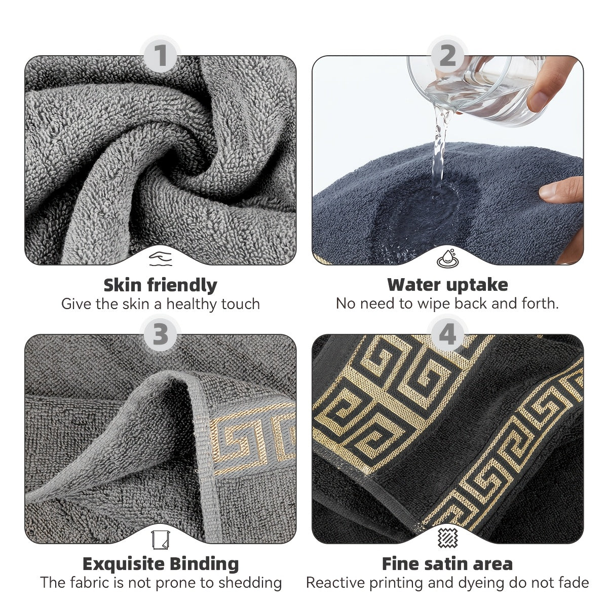 8pcs Bath Towel Set, Golden Thread Pattern, 100% Pure Cotton Bath Towels, Durable And Wear-resistant, High-quality Bath Towel Set, Understated Luxury, Valentine's Day Gift.