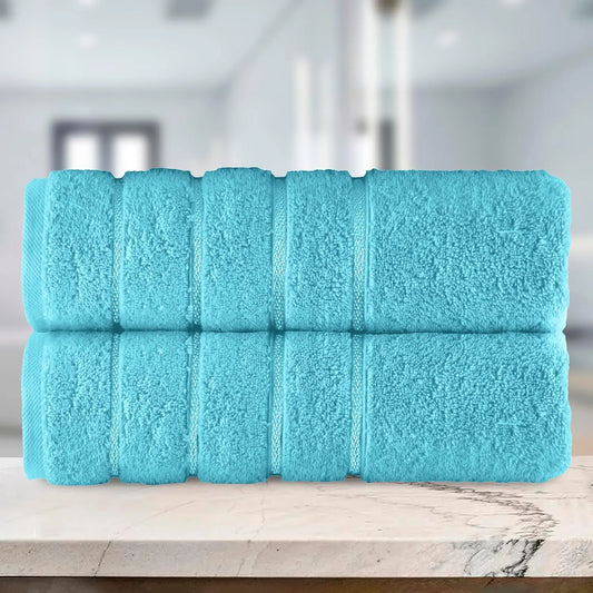 Mocassi Fluffy Thick 2-Pack Premium Turkish Cotton 4-Line Stripe Bath Towel Set, Absorbent Breathable Water-Absorbent Body Towels, 27x54 in