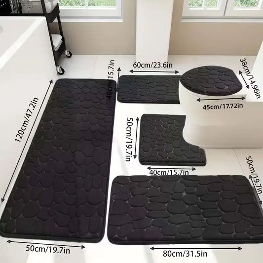 5pcs Premium Foot Memory Bathroom Mat – Absorbent, Quick-Drying Memory Foam, Machine Washable, Thick Non-Slip Rug, Suitable for Shower Areas, Kitchens, Laundry Rooms – Soft and Comfortable Home Decor white design super