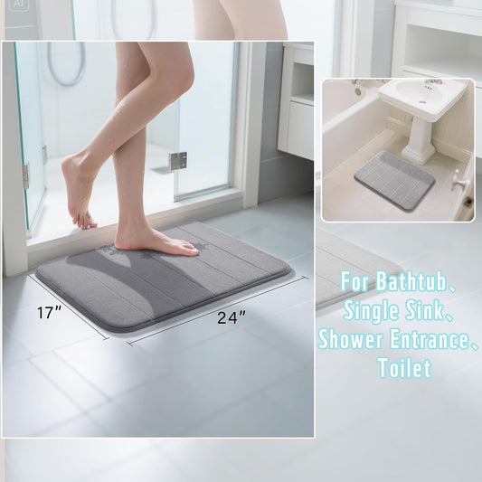 Yimobra Memory Foam Bath Mat, Super Soft & Absorbent Bathroom Rug, Grey