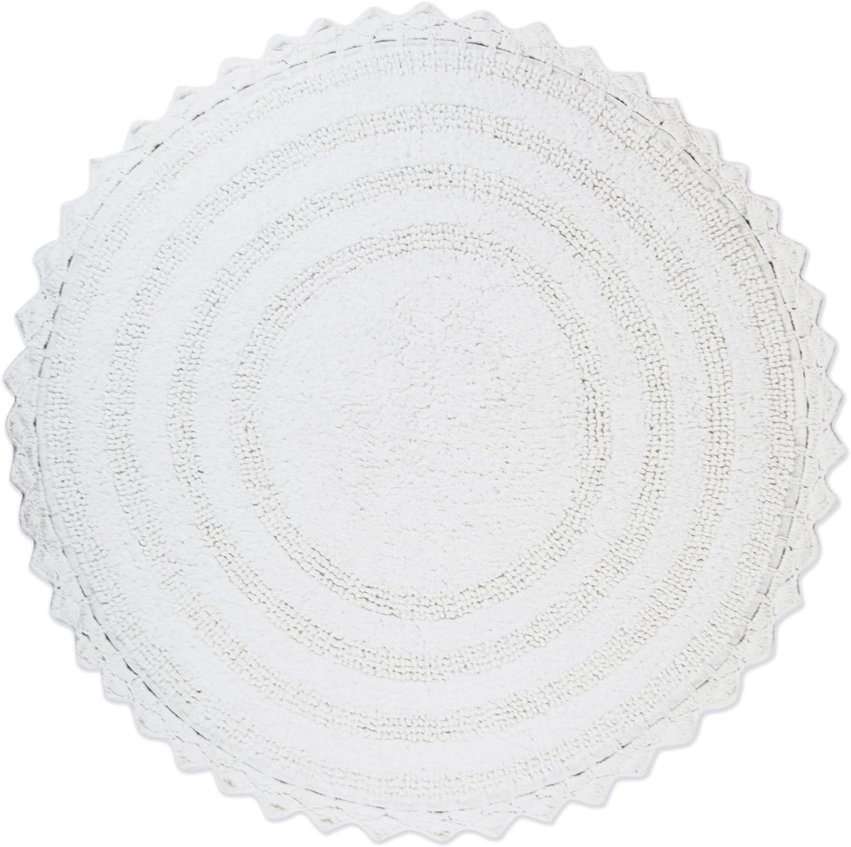 DII Crochet Collection Reversible Bath Mat, Small Oval, 17x24, White
