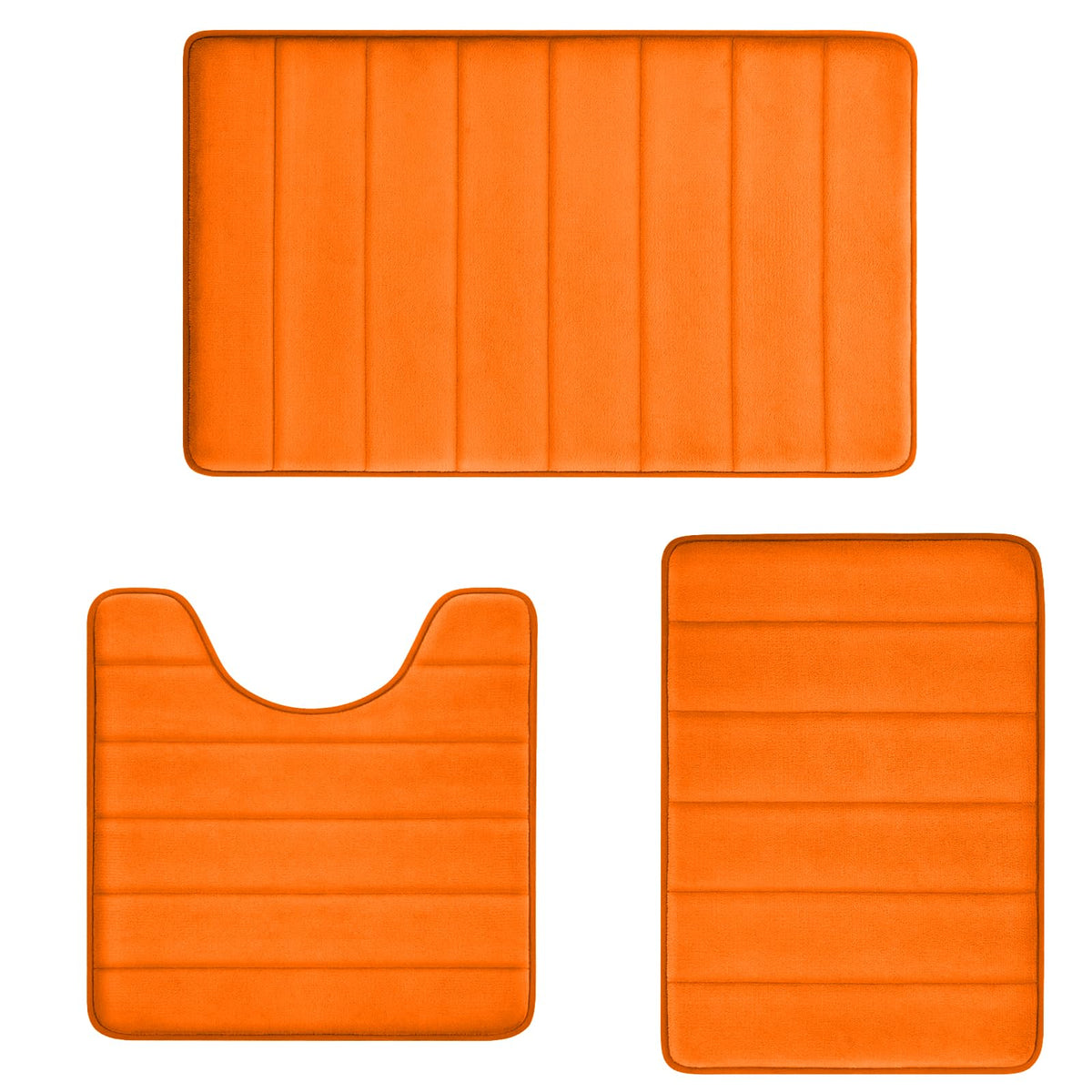 Bathroom Rugs Set Memory Foam Bath Rugs Non-Slip Bath Mat Set 3 Piece,Washable Bathroom Mats,Absorbent Shaggy Rugs Super Soft U-Shaped Toilet Rug,Bahroom Carpets for Bathroom,Tub,Shower(Black)