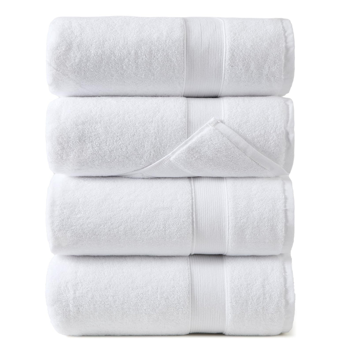 REDKISS 100% Luxury Cotton Bath Towels 4-Pack, Ultra-Thick, Plush, Soft & Highly Absorbent for Bathroom, Hotel, Spa and Home - 27" x 55"