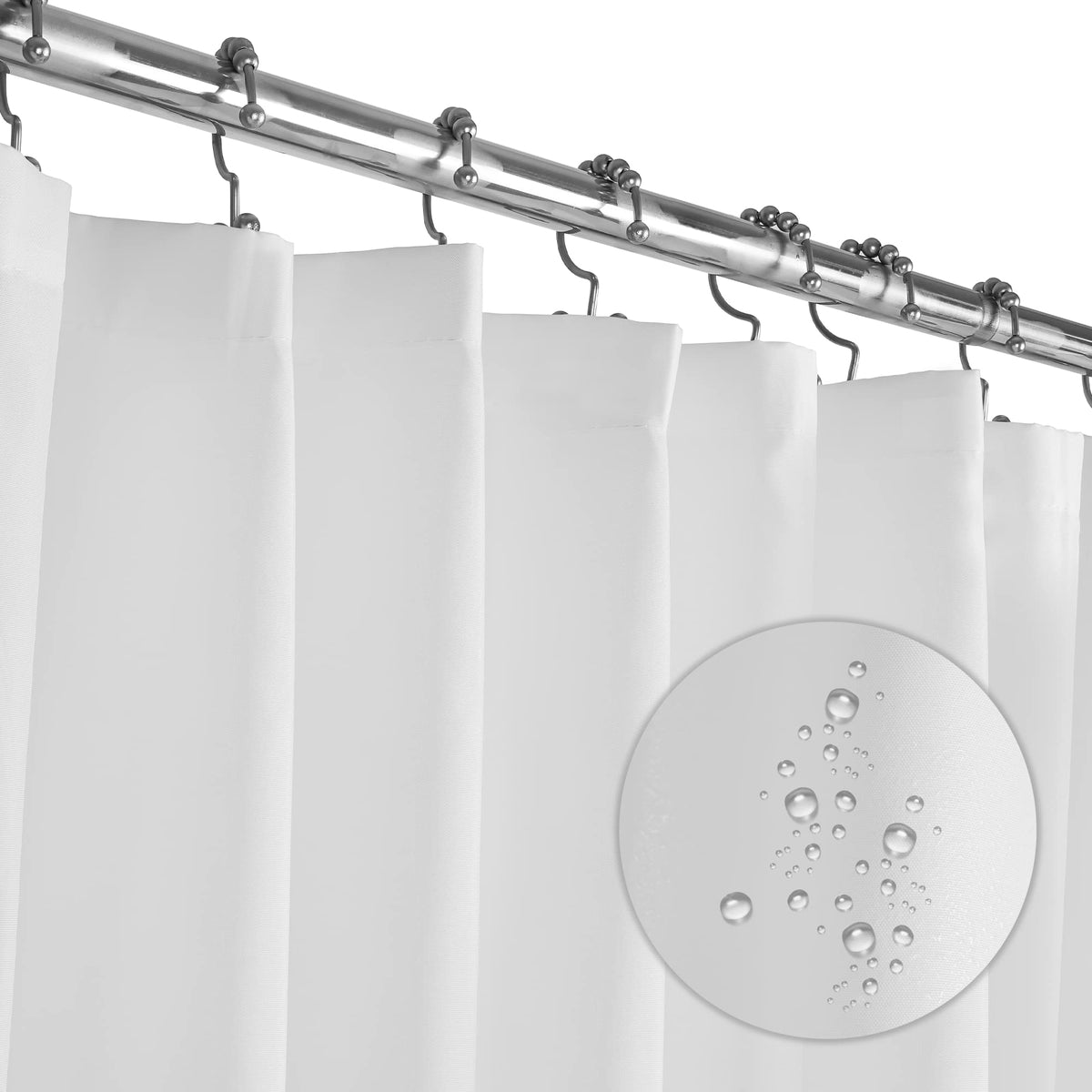 LiBa Shower Curtain PEVA 8G, 72x72 Inch Waterproof White