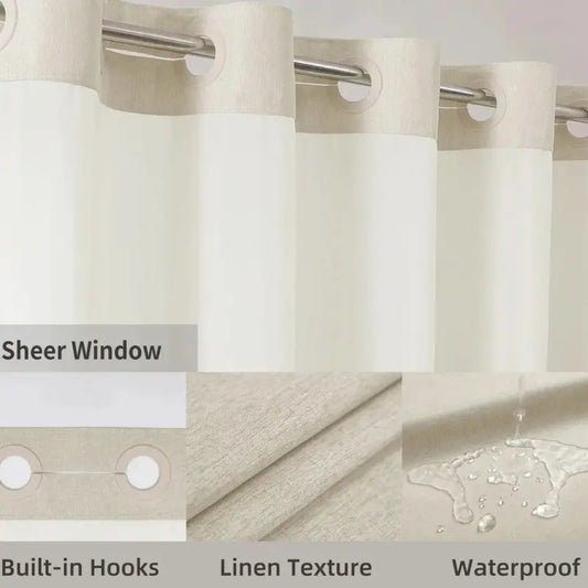 Double-layer shower curtain, simple waterproof bathroom curtain, modern interior bathroom decoration item, essential for home, hotel, salon, and dormitory