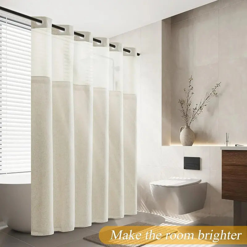 Double-layer shower curtain, simple waterproof bathroom curtain, modern interior bathroom decoration item, essential for home, hotel, salon, and dormitory