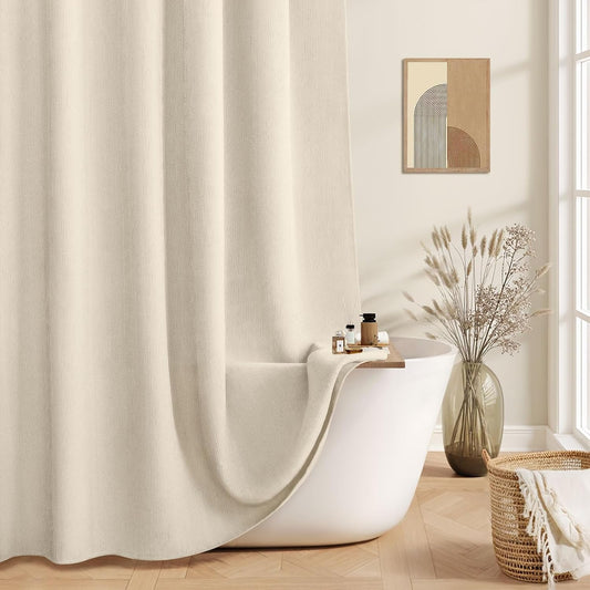 Beige Boho Cotton Shower Curtain Arch,72" W x 72" L