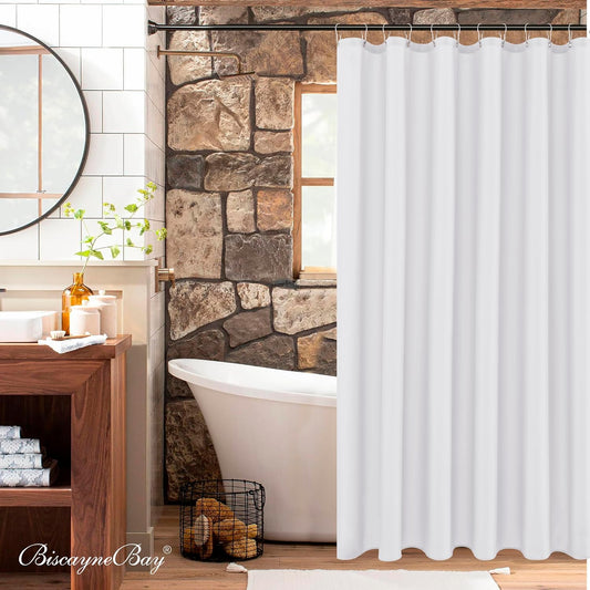 Fabric Shower Curtain Liner 72x72 Inch-White Standard Size Shower Liners
