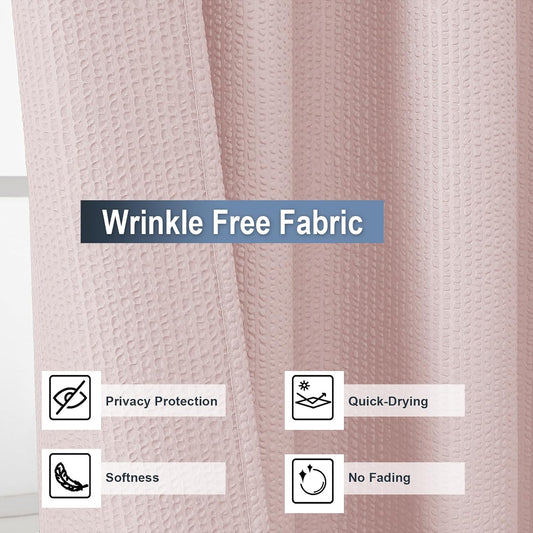 OWENIE Pink Shower Curtain for Bathroom 72x72 Inch, 3D Embossed Textured Waffle Fabric Shower Curtains, Soft Hotel Farmhouse Style, Water Repellent, Machine Washable, Pink, 72" W x 72" L