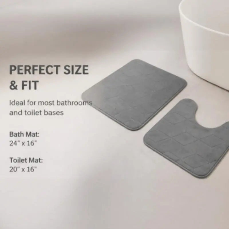 Two-piece set of bath mat and toilet mat, water-absorbent and quick-drying, non-slip, Bath Mats For Bathroom