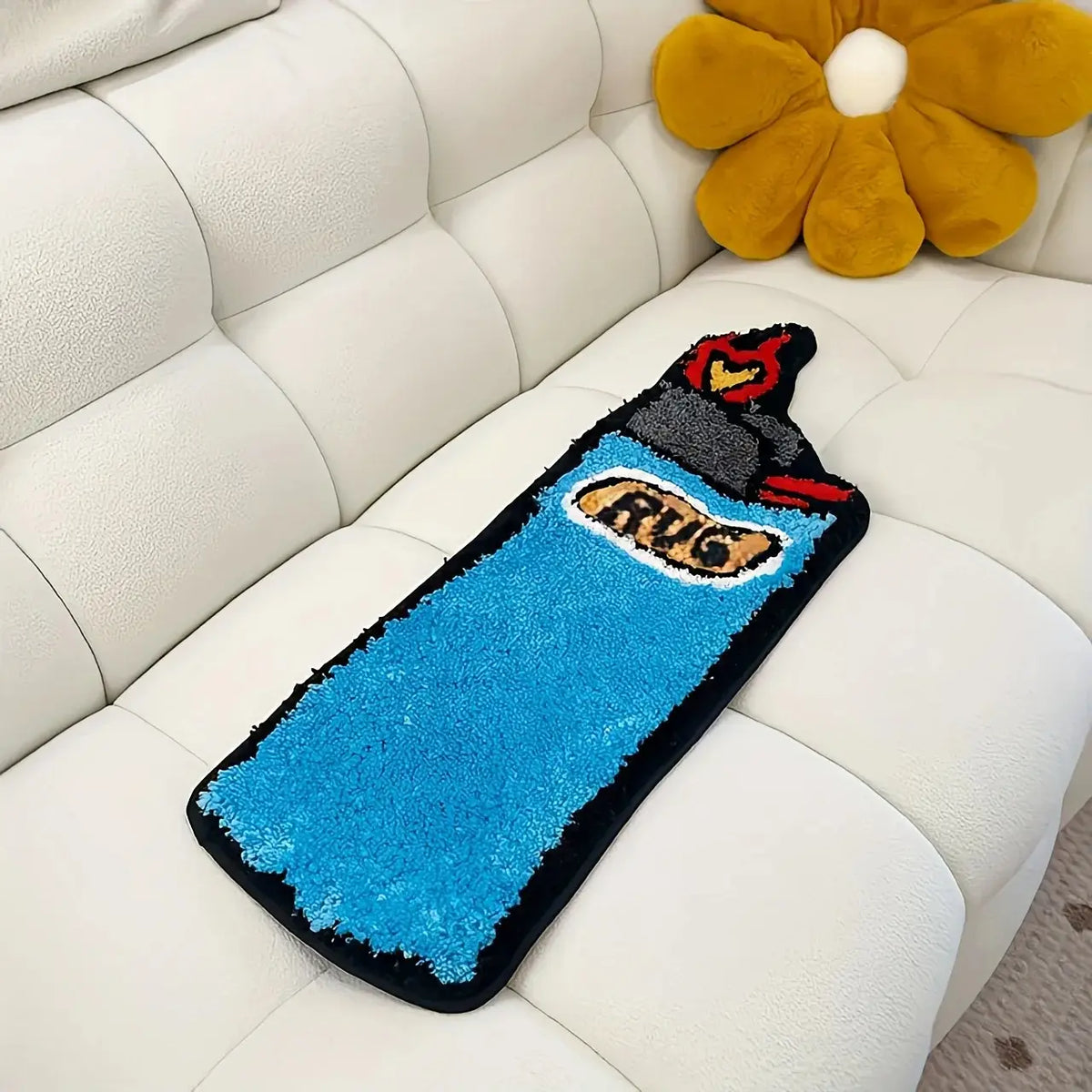LAKEA Blue Tufted Plush Rug - Anti-Slip Base, Rugs for Bedroom, Plush Bath Mats, Laundry Mat, Retro Rainbow Fluffy Design, Bath Decor