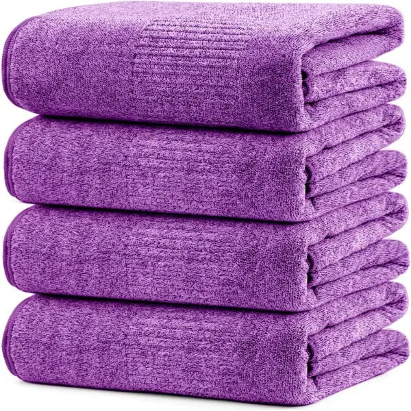SEISSO Large Bath Towels Wrap 2 or 4 Counts Super Absorbent Soft Lightweight Quick Drying Oversized Family Shares Plain Unisex Home Good Comfortable Bathrobe Hotel Accommodation