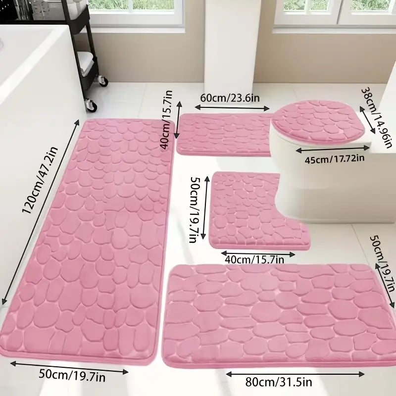 5pcs Premium Foot Memory Bathroom Mat – Absorbent, Quick-Drying Memory Foam, Machine Washable, Thick Non-Slip Rug, Suitable for Shower Areas, Kitchens, Laundry Rooms – Soft and Comfortable Home Decor white design super