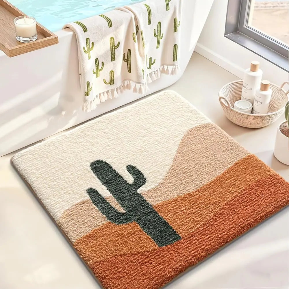 LUMI Bathroom Rugs Cute Daisy, Soft Absorbent Square Bath Mat Non-Slip, Machine Washable Quick Dry White Grey Luxury Rug Flower for Kids Room, Bathtub, Home Decor