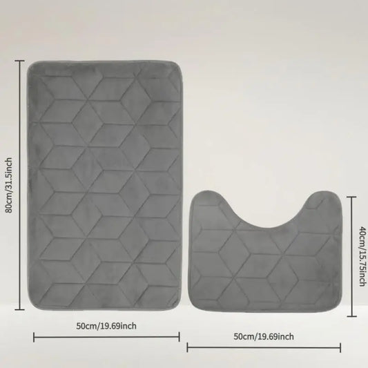Two-piece set of bath mat and toilet mat, water-absorbent and quick-drying, non-slip, Bath Mats For Bathroom