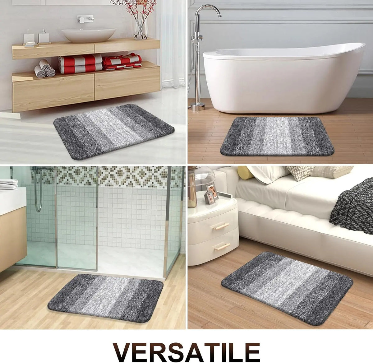 Bathroom Rugs Mat 30x20, Extra Soft Absorbent Microfiber Bath Rugs, Rubber Backing, Quick Dry, Machine Washable Bath Mats for Bathroom Floor, Tub and Shower, Home Decor Accessories, Grey