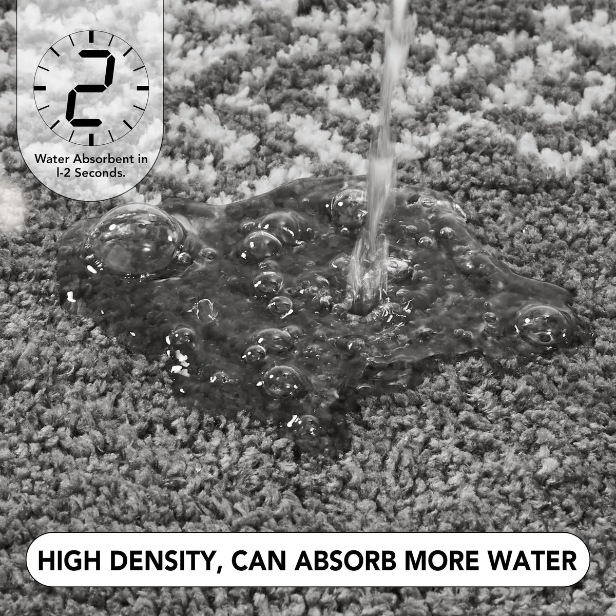 Deconovo 1-Piece Polyester Bathroom Rug - Nonslip, Soft High-Density Pile, Durable Ultra-Plush Rectangle Mat, Super Absorbent Machine-Washable Shaggy Accessory for Tub, Shower, Bohemian Modern Rugs for Bathroom Floor