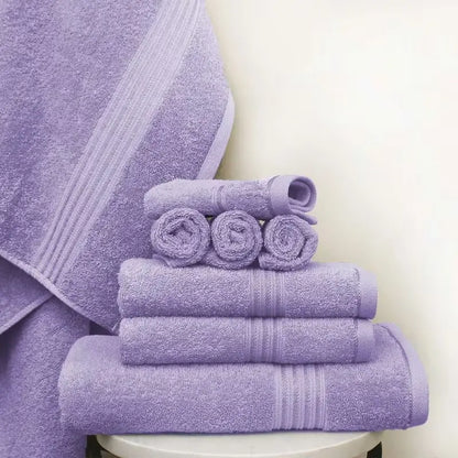 Hurbane Home Unisex Plain 8-Count 100% Pure Cotton Set - 2 Bath Towels, 2 Hand Towels, 4 Washcloths, Super Soft, Water Absorbent, Pouch Pack for Bathroom Home Use