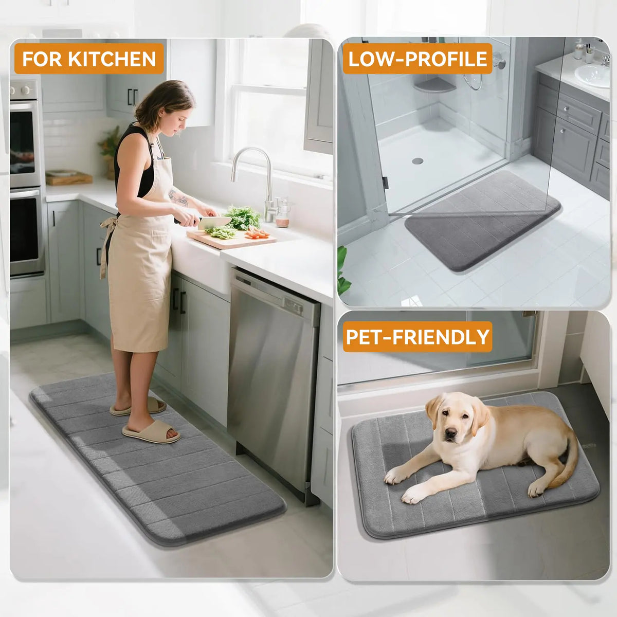 Bathroom Anti-Slip Combo: U-Shaped Toilet Seat Cover + Shower Floor Mat + Bathtub Safety Mat, Full Set Included  80*50+61*43cm/50*80+50*61+43*61cm