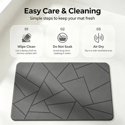 23.5"×15" Natural Diatomite Stone Bath Mat, Quick Drying Non-Slip Super Absorbent Minimalist Bathroom Shower Mat, Easy Clean Durable Floor Rug