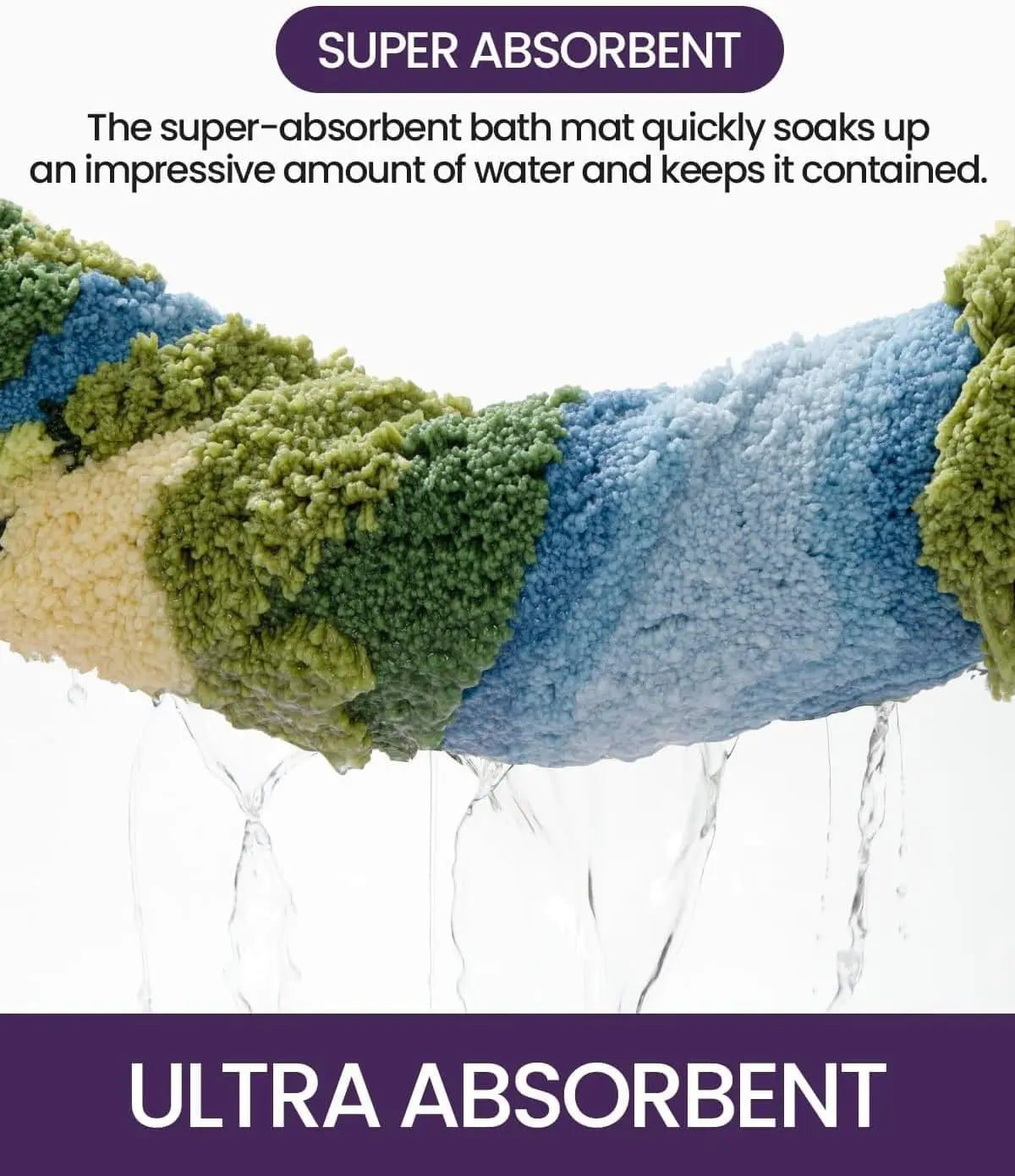 LUMI Moss Bath Mat Ultra Thick Soft Green Bathroom Rug 20x32 Daisy Pattern Non Slip Microfiber Absorbent for Shower Floor Sink Bedroom Home Decor