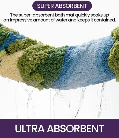 LUMI Moss Bath Mat Ultra Thick Soft Green Bathroom Rug 20x32 Daisy Pattern Non Slip Microfiber Absorbent for Shower Floor Sink Bedroom Home Decor