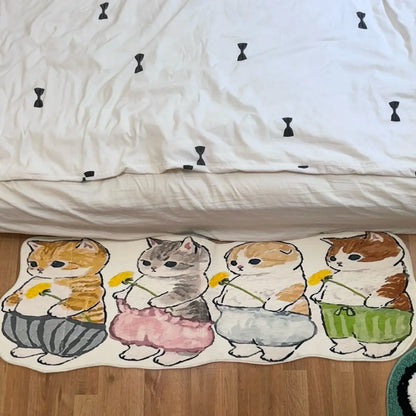 Cute Cat-Shaped Fluffy Non-Slip Soft Flat Weave Rug, 16in x 47in, Decorative Fluffy Rug, Whimsical Home Decor, Indoor Textile Mat, Ideal Homegoods Gift, Bedroom Decor, Rugs For Living Room, Fluffy Bedroom Rug, Kawaii Cartoon Bedside Rugs
