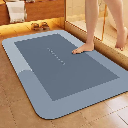 Premium Soft Non-Slip Shower Mat - 3.5mm Thick, Quick-Drying, Ultra-Absorbent, Algae-Free, Drip-Resistant Geometric Rectangle Grip Traction Bath Mat for Restroom, Laundry, Quick Drying Bath Mat