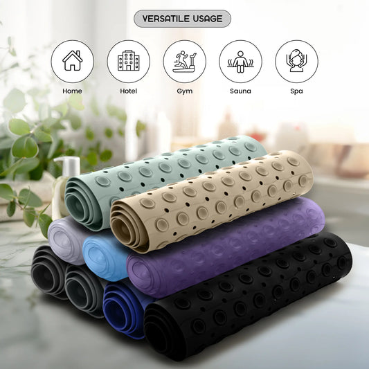 LUX Décor Non-Slip Bathtub Mat – Extra Large 40x16 Inches, Anti-Slip Shower Mat with Suction Cups & Drain Holes – Machine Washable – Available in Multiple Colors