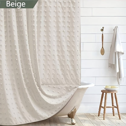 [Bohemian Polka Dot] Bohemian Chic Polka Dot Shower Curtain with White Hooks, Machine Washable Polyester Bathroom Decor