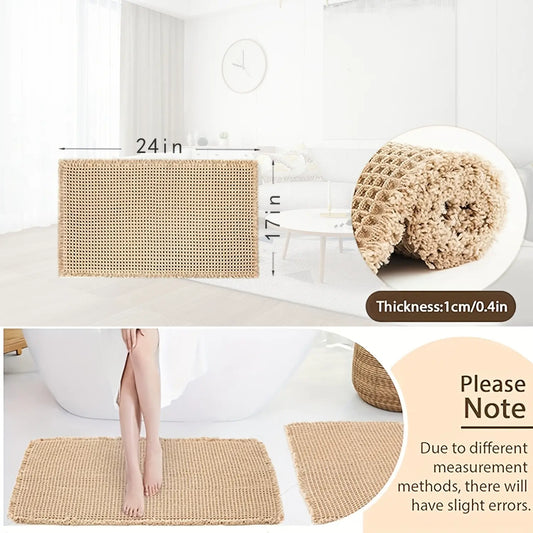 Upgraded Modern Anti-Skid Waffle Bath Mat - Super Absorbent, Rubber-Backed, Super Soft Washable Grid Floor Mat, Bathroom Drying Doormat, Bathroom Accessory, Home Essential