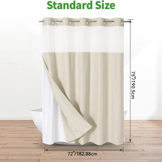 Double Layer Decorative Shower Curtain, Minimalist Waterproof Bathroom Curtain, Modern Interior Decor, for Home, Hotel, Salon & Dormitory