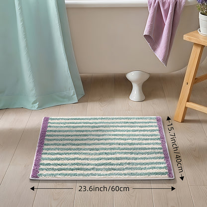 1pc Fluffy Bath Rug Bathroom Mat, Extra Soft Bath Mat, Easy Stripes Absorbent Premium Bathroom Rug, Non-Slip Comfortable Bathroom Mat for Bathroom Floor, Sink, Bathtub, Shower Room, Home Decor Christmas Decor Christmas Gift