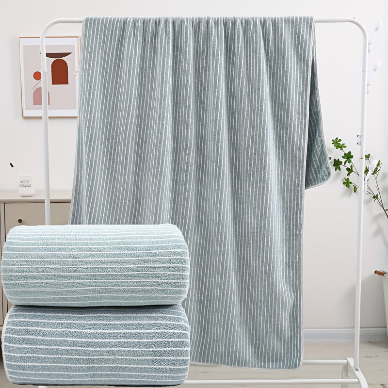 2pcs Extra Large Bath Towels 41.34x78.74inch - Super Absorbent Quick-Dry Microfiber with Contemporary Striped Design for Spa, Gym, Bathroom, Beach & Travel, Gym Musthave | Stylish Towel | Durable Fabric