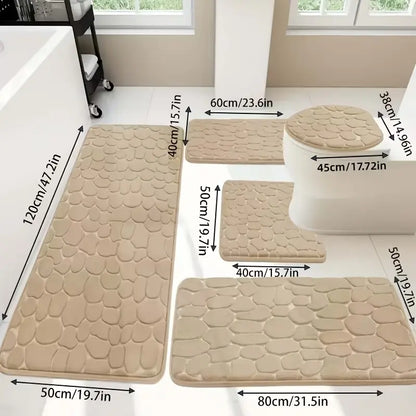 5pcs Premium Foot Memory Bathroom Mat – Absorbent, Quick-Drying Memory Foam, Machine Washable, Thick Non-Slip Rug, Suitable for Shower Areas, Kitchens, Laundry Rooms – Soft and Comfortable Home Decor white design super