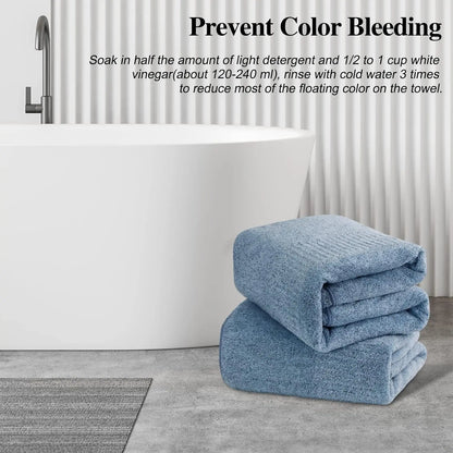 SEISSO Large Bath Towels Wrap 2 or 4 Counts Super Absorbent Soft Lightweight Quick Drying Oversized Family Shares Plain Unisex Home Good Comfortable Bathrobe Hotel Accommodation