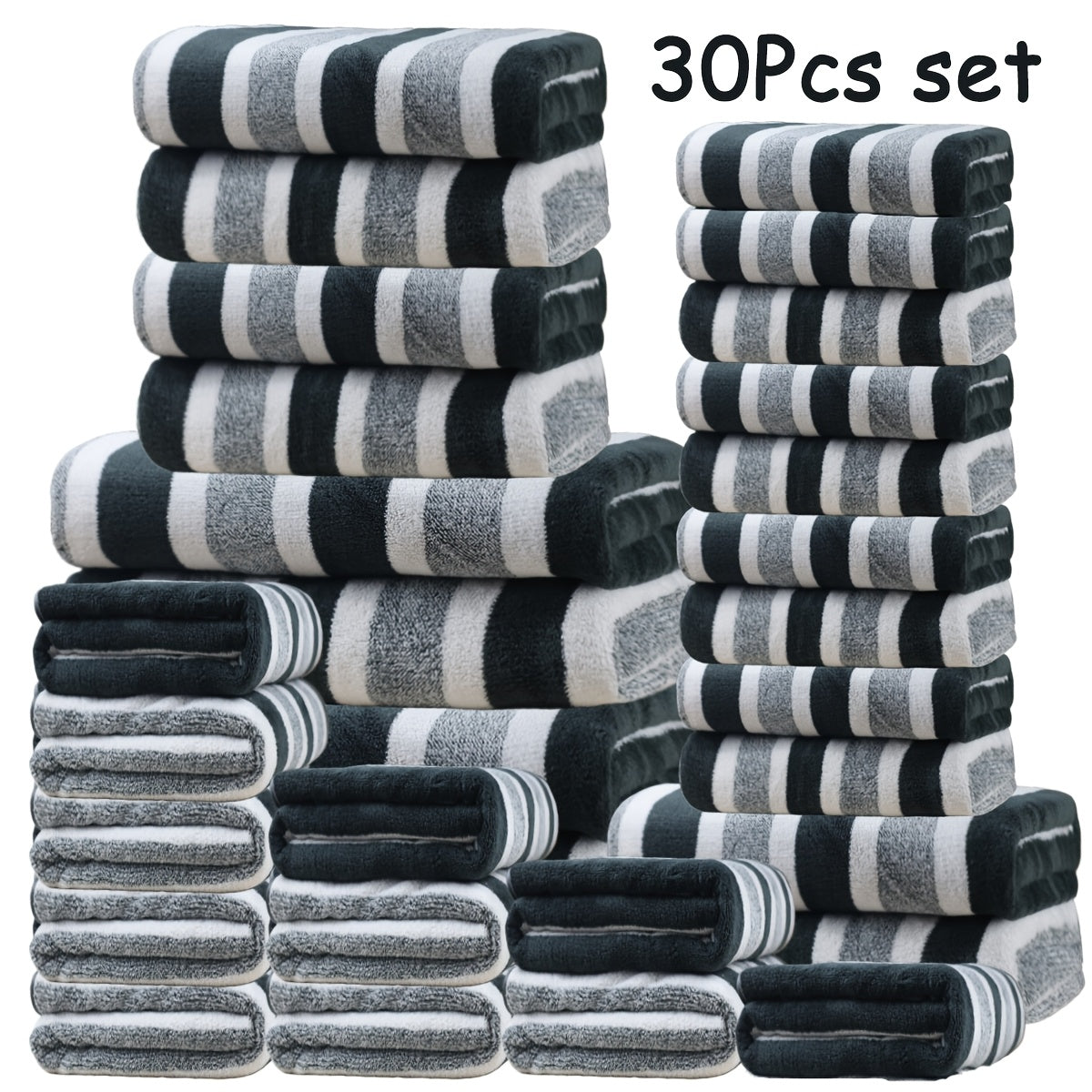 30pcs Large Wide Super Soft Coral Bath Towel Set, Quick Drying, Fast Absorption, Lightweight, Very Suitable for Home, Hotel And Spa Use, Outdoor Fitness, Camping Towel Bath Towel Set Christmas Gift Towel Bath Towel Set