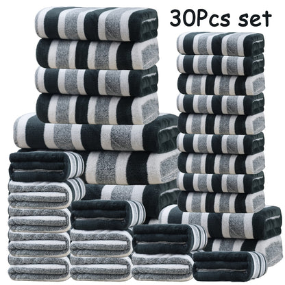 30pcs Large Wide Super Soft Coral Bath Towel Set, Quick Drying, Fast Absorption, Lightweight, Very Suitable for Home, Hotel And Spa Use, Outdoor Fitness, Camping Towel Bath Towel Set Christmas Gift Towel Bath Towel Set