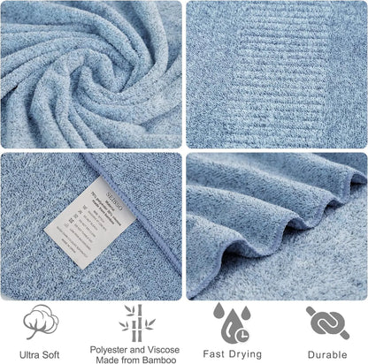 SEISSO Large Bath Towels Wrap 2 or 4 Counts Super Absorbent Soft Lightweight Quick Drying Oversized Family Shares Plain Unisex Home Good Comfortable Bathrobe Hotel Accommodation