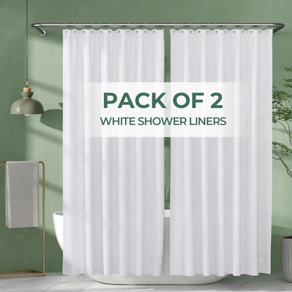 AmazerBath 2-Pack 3G Waterproof PEVA Inner Shower Curtain Liners, Lightweight with Weighted Stones, 12 Rustproof Metal Grommets, Washable Water-Resistant EVA Grommet Options for Bathroom Decor, Inner Shower Curtain Liner