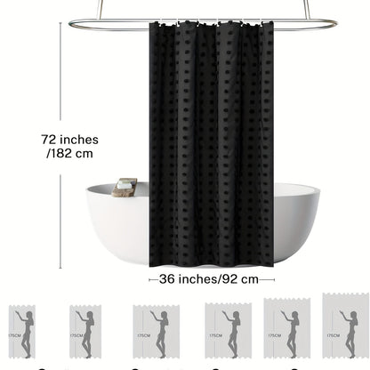 [Bohemian Polka Dot] Bohemian Chic Polka Dot Shower Curtain with White Hooks, Machine Washable Polyester Bathroom Decor