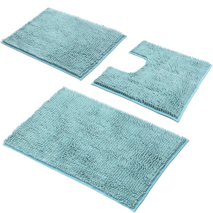 3-Piece Chenille Bathroom Rug Set, Fluffy Cloud-Like Soft Microfiber Bath Mats with Non-Slip & Absorbent Features, Multi-Size Set Pack for Shower & Tub, Machine Washable with Luxury Look, Decor, Room Decor