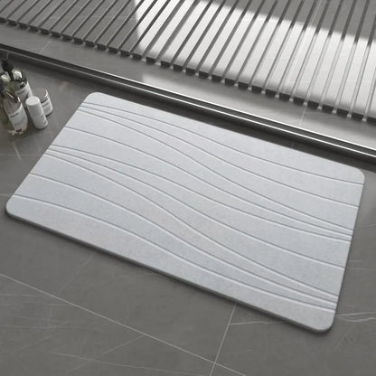 Stone Bath Mat for Bathroom, Diatomaceous Earth Mat - Fast-Drying, Non-Slip, Super Absorbent (23.6"×15.4" White Flow)